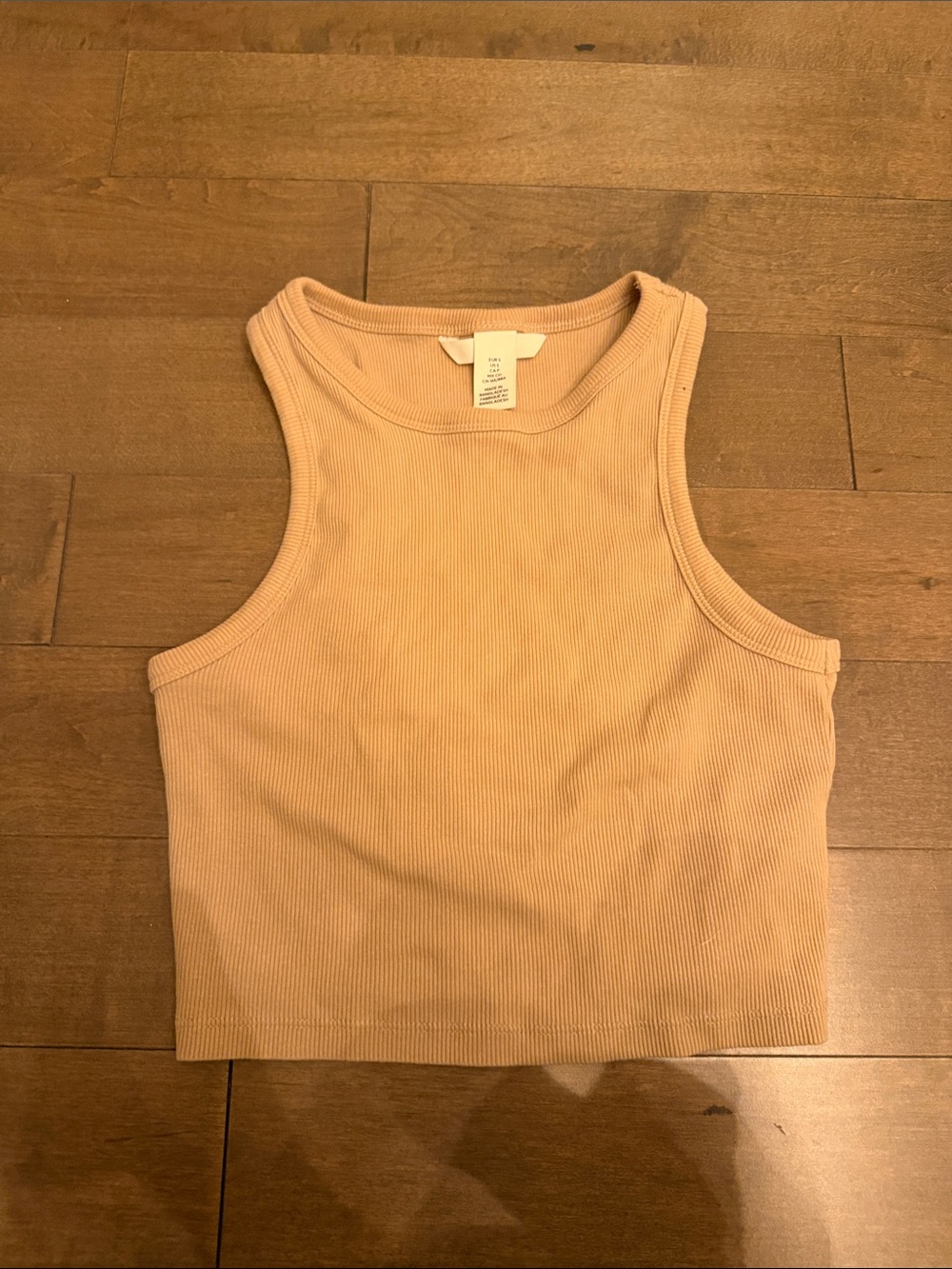 H&M Ribbed Cropped Tank Top - Peach